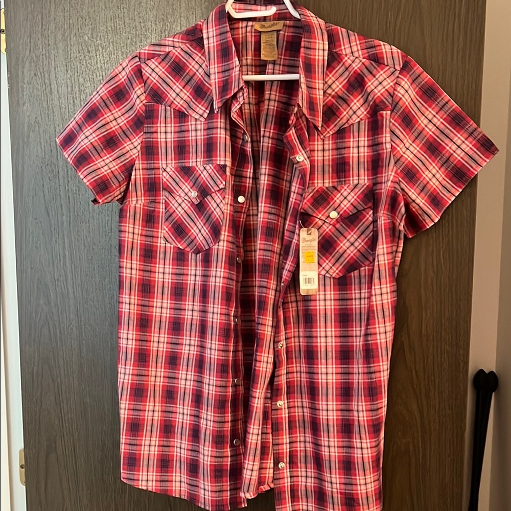 🐴Wrangler Red Plaid Short Sleeve Shirt